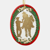 ウエスタンカウボーイ女性のカーボーイホース セラミックオーナメント (裏面)