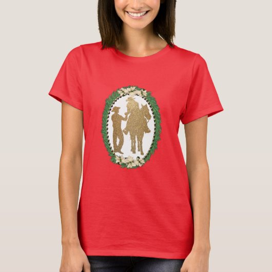 ウエスタンカウボーイ女性のカーボーイホース Tシャツ (正面)