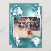 ウエスタンカウボーイ女性のカーボーイローピングホリデーカード2サイド シーズンカード (正面/裏面)