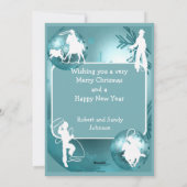 ウエスタンカウボーイ女性のカーボーイローピングホリデーカード2サイド シーズンカード (裏面)