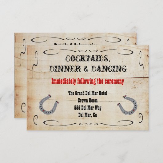 ウエスタンカウボーイ披露宴情報詳細カード 招待状 (正面/裏面)