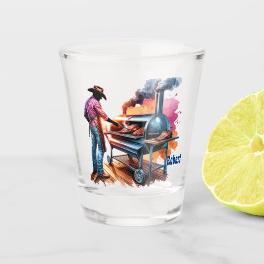 ウエスタンカウボーイ料理オンBBQピットカスタム ショットグラス (正面)