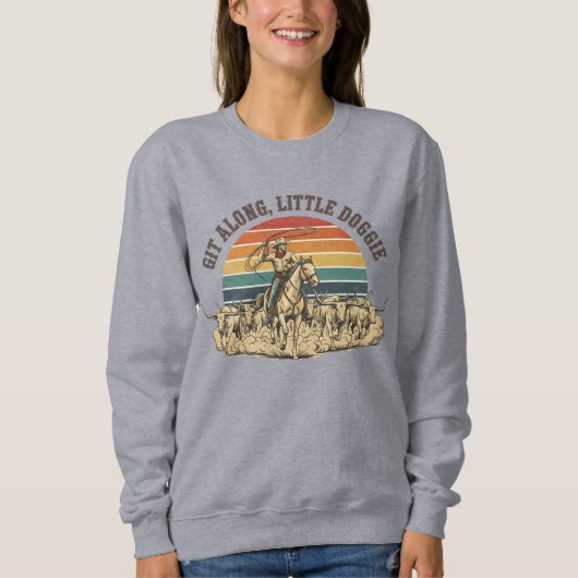 ウエスタンカウボーイ牛追い込みTシャツ、ヴィンテージスタイル スウェットシャツ (正面)