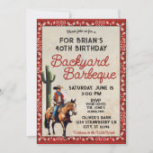 ウエスタンカウボーイ誕生日バックヤードバーベケ 招待状 (正面)