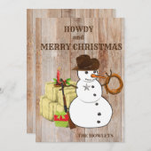 ウエスタンカウボーイ雪だるまクリスマスホリデー シーズンカード (正面/裏面)