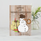 ウエスタンカウボーイ雪だるまクリスマスホリデー シーズンカード (スタンド正面)