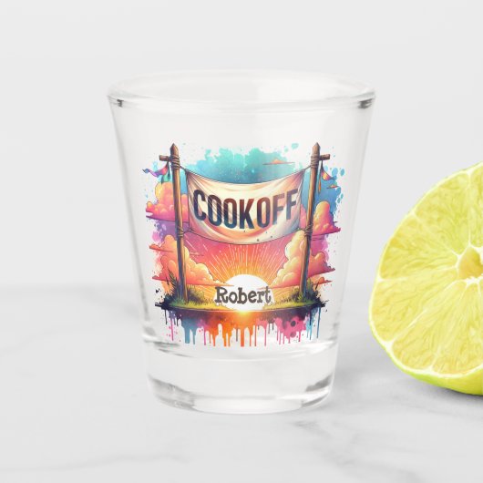 ウエスタンカウボーイBBQクックオフカスタム ショットグラス (正面)