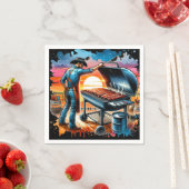 ウエスタンカウボーイBBQピットと調理師 スタンダードカクテルナプキン (インサイチュ)