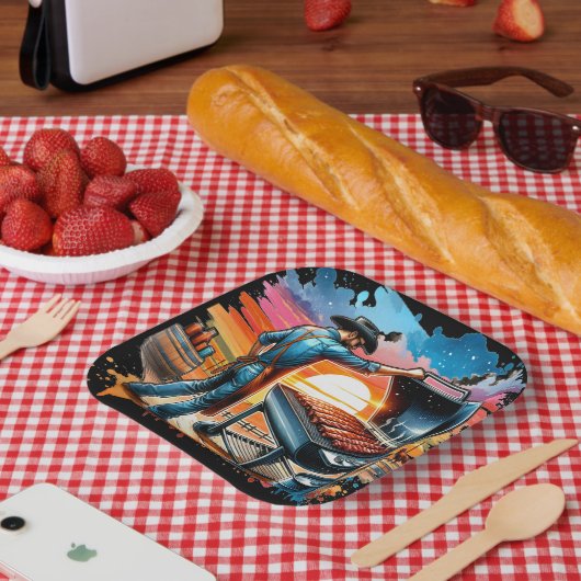 ウエスタンカウボーイBBQピットと調理師 ペーパープレート (ピクニック)