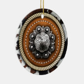 ウエスタンカウープリントロープアンドレザー素朴コンチョ セラミックオーナメント (右)