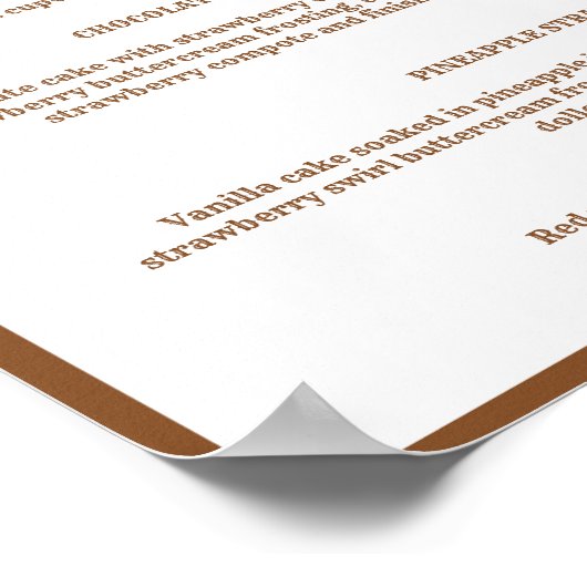 ウエスタンカップケ結婚ーキのメニューの看板デザートサイン ポスター (角)