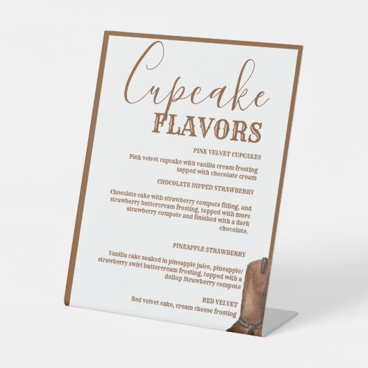 ウエスタンカップケ結婚ーキのメニューの看板デザートサイン 台座サイン (正面)