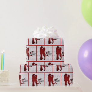 ウエスタンカップルロマンティックラブギフトラップ ラッピングペーパー