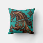 ウエスタンカントリーエクエストリアンターコイズブラウンホース クッション (裏面)