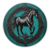 ウエスタンカントリーエクエストリアンティール（緑がかった色）ブラックホース セラミックノブ (正面)