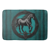 ウエスタンカントリーエクエストリアンティール（緑がかった色）ブラックホース バスマット (正面)