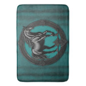 ウエスタンカントリーエクエストリアンティール（緑がかった色）ブラックホース バスマット (正面縦)