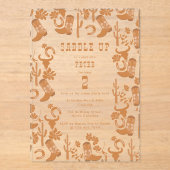 ウエスタンカントリーカウボーイブーツサドルアップ誕生日 アクリル招待状 (正面)