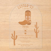 ウエスタンカントリーカウボーイブーツサドルアップ誕生日 アクリル招待状 (正面)