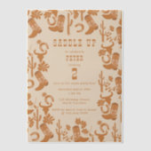 ウエスタンカントリーカウボーイブーツサドルアップ誕生日 ベラム紙招待状 (正面)