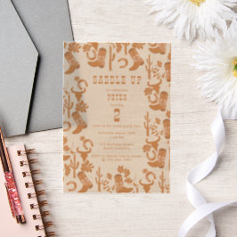 ウエスタンカントリーカウボーイブーツサドルアップ誕生日 ベラム紙招待状