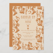 ウエスタンカントリーカウボーイブーツサドルアップ誕生日 招待状 (正面/裏面)