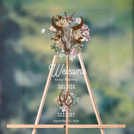 ウエスタンカントリーカウボーイボホカウウスカル結婚ズ アクリルサイン (ニュートラル)