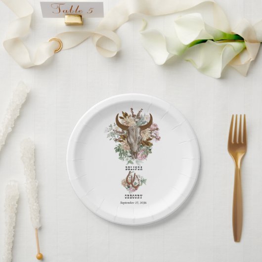 ウエスタンカントリーカウボーイボホカウウスカル結婚ズ ペーパープレート (ウェディング)