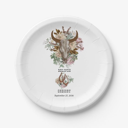 ウエスタンカントリーカウボーイボホカウウスカル結婚ズ ペーパープレート (正面)