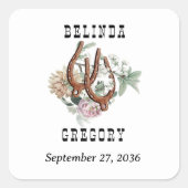 ウエスタンカントリーカウボーイボホ結婚式の引き出物 スクエアシール (正面)