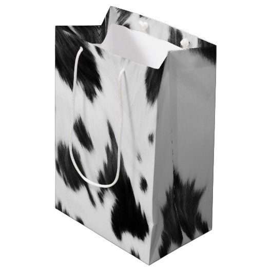 ウエスタンカントリーカウボーイ白黒カウイプリント ミディアムペーパーバッグ (正面アングル)