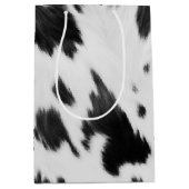 ウエスタンカントリーカウボーイ白黒カウイプリント ミディアムペーパーバッグ (正面)