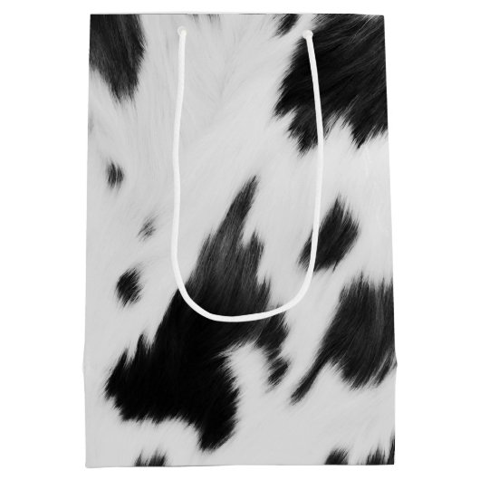 ウエスタンカントリーカウボーイ白黒カウイプリント ミディアムペーパーバッグ (裏面)