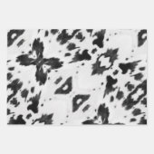 ウエスタンカントリーカウボーイ白黒カウイプリント ラッピングペーパーシート (正面3)