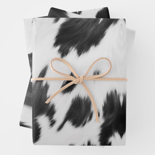 ウエスタンカントリーカウボーイ白黒カウイプリント ラッピングペーパーシート (インサイチュ)