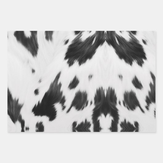 ウエスタンカントリーカウボーイ白黒カウイプリント ラッピングペーパーシート (正面)