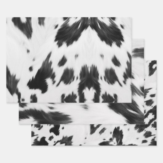 ウエスタンカントリーカウボーイ白黒カウイプリント ラッピングペーパーシート (セット)