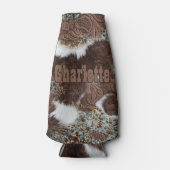 ウエスタンカントリーコウィドターコイズブラウンレザー ボトルクーラー (正面)