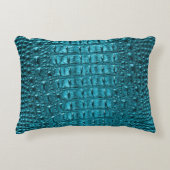 ウエスタンカントリーターコイズブルーアリゲーターレザー アクセントクッション (正面)