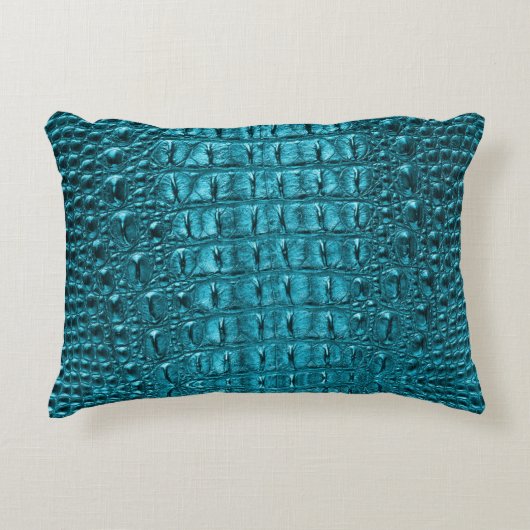 ウエスタンカントリーターコイズブルーアリゲーターレザー アクセントクッション (正面)