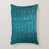 ウエスタンカントリーターコイズブルーアリゲーターレザー アクセントクッション (正面(垂直))