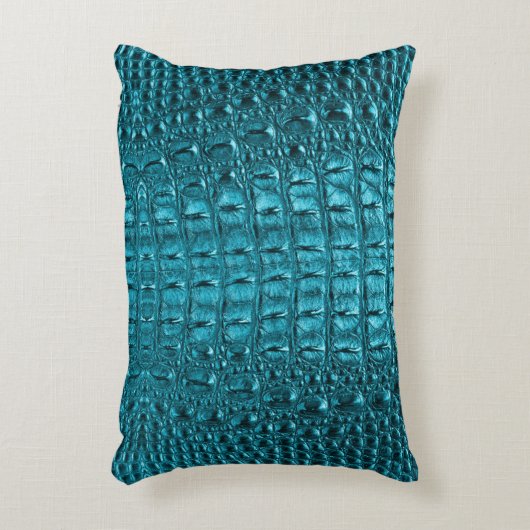 ウエスタンカントリーターコイズブルーアリゲーターレザー アクセントクッション (正面(垂直))