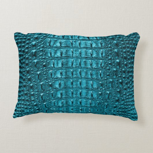 ウエスタンカントリーターコイズブルーアリゲーターレザー アクセントクッション (裏面)