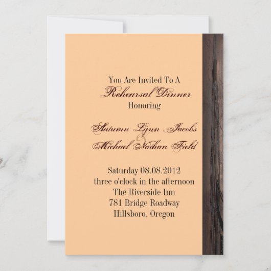 ウエスタンカントリーバーン結婚のリハーサルディナー 招待状 (正面)