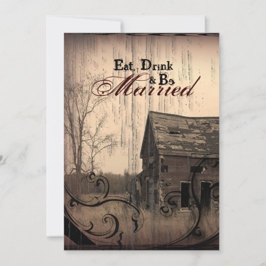 ウエスタンカントリーバーン結婚のリハーサルディナー 招待状 (裏面)