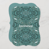 ウエスタンカントリーファッションティール(緑がかった色)ターコイズレザー 招待状 (正面/裏面)