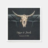 ウエスタンカントリーベージュグレイ素朴ブルカウズスカル スタンダードカクテルナプキン (正面)