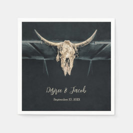 ウエスタンカントリーベージュグレイ素朴ブルカウズスカル スタンダードカクテルナプキン