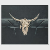 ウエスタンカントリーベージュグレイ素朴ブルカウズスカル ラッピングペーパー (フラット)