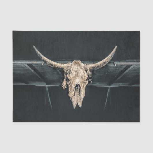 ウエスタンカントリーベージュグレイ素朴ブルカウズスカル 薄葉紙 (正面)